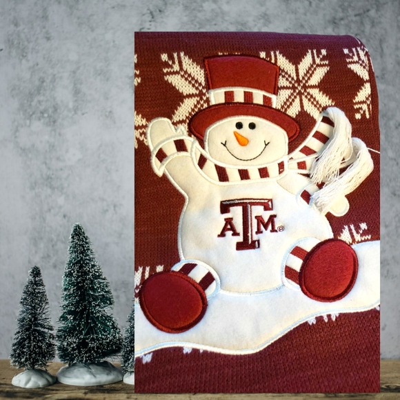 Texas A & M KNIT SNOWMAN CHRISTMAS STOCKING. - Picture 2 of 4